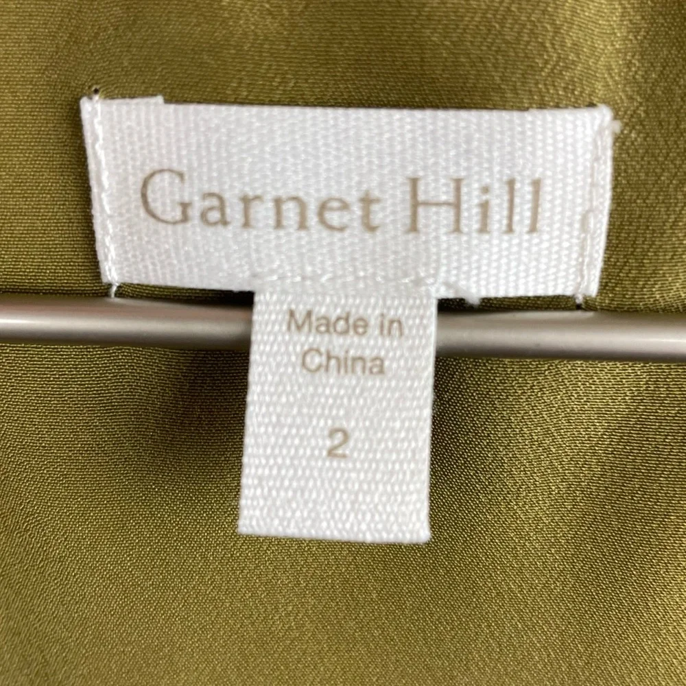 Garnet Hill Dropwaist Button-Up Dress Olive Green Floral Women's Size 2 Bohemian